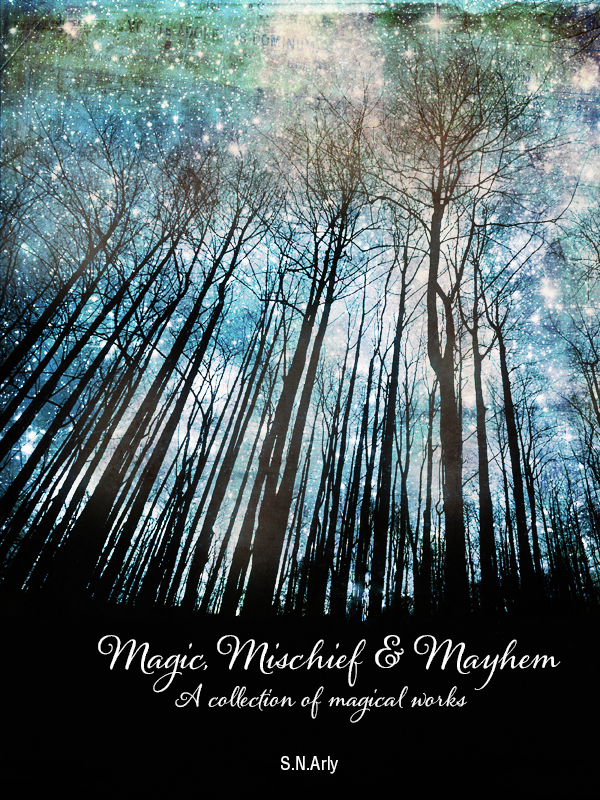 Short story anthology cover featuring trees and a starry sky.