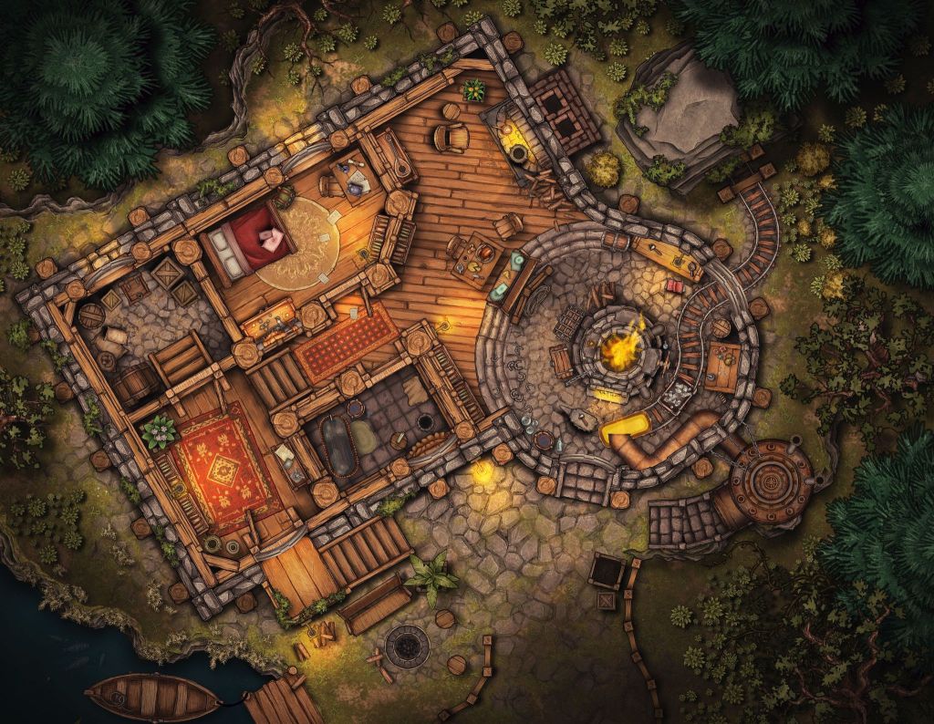 Example of a map showing the layout and basic interior details of a building.